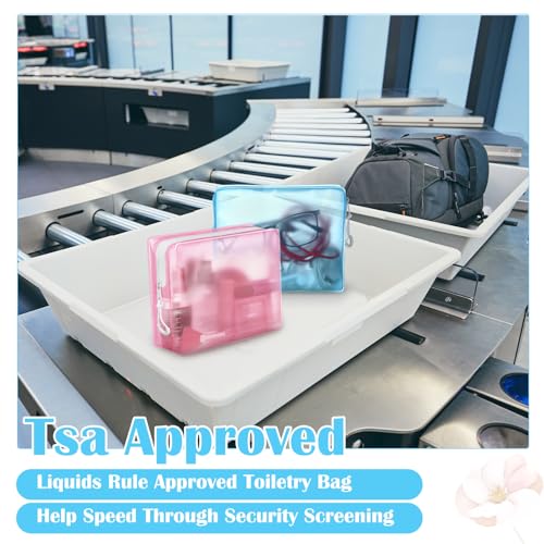 4 Pack TSA Approved Travel Toiletry Bags Frosted Translucent Leak-proof Cosmetic Makeup Bags for Women Men Travel Organizer Airport Security(Pastel,6.7 x 5.5 x 1.8 Inch)4