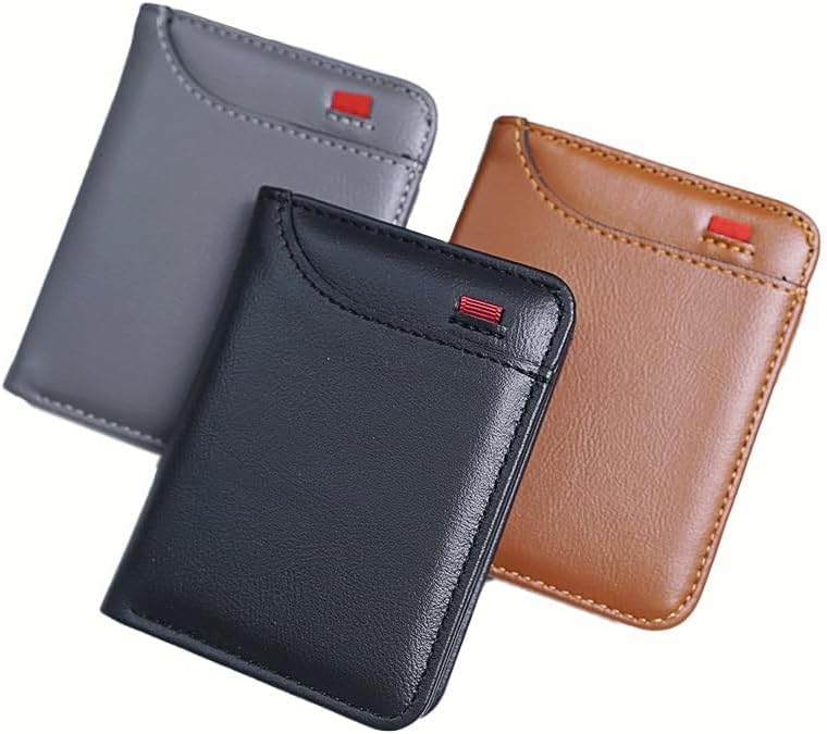 Wallet Ultra-Thin Front Pocket Minimalist Leather Wallet for Men Blocking Small Slim Card Holder with Multiple ID Card Slots, Brown, 5.12 x 0.79 x 3.54 inches, Minimalist and Stylish