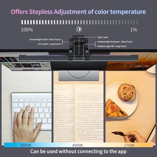 Image of Monitor Light Bar, USB Reading LED Task Lamp with Touch Control, No Screen Glare Dimmable Desk Lamp Computer Monitor Light Bar for Home Office Gaming,Work with Alexa and Google Assistant