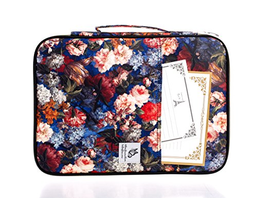 Lazyaunti Zipper Portfolio Organizer A4 Note Pouch-Waterproof Document Bags/Zipper Binder/Paper Case for 13.3" Mac,Tablet,Pens,washi Tape,Journals,Sketch Books (Carnation)