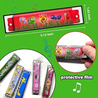 15Pcs Harmonica for Kids 16 Holes Musical Instrument, Return Gift Cartoon Double Row Harmonica Bulk Toy for Kids Party Favors Goodie Bags Stuffers & Operation Christmas Child Items