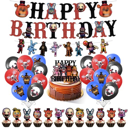 Kit anniversaire FNAF de 33 pièces avec banderole et ballons ours