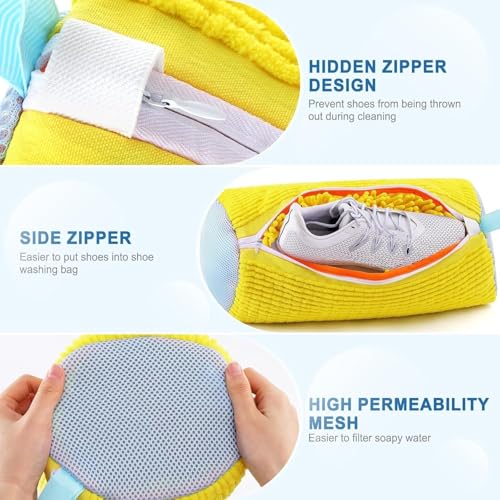 Image of Blase Shoe Washing Machine Bag Laundry Shoe Bag for Washer & Dryer, Reusable with Durable Zipper for Sneakers & Delicates 360 Deep Cleaning Washable Laundry Organizer Bag (Multicolor)