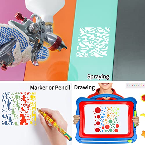 6 Inch Wall Texture Stencils For Painting, 25 Pieces Reusable Diy Modern Wall Stencil Mixed Crackle Marble Background Camo Spray Paint Art Templates For Wood Canvas Paper Floor Tile(Wall) #TOP2