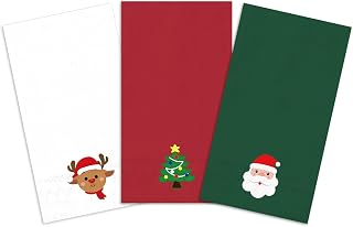 Whaline 150 Pcs Christmas Guest Napkins Santa Claus Xmas Tree Reindeer Napkins Xmas Disposable Hand Towels Dinner Napkin for Winter Holiday Party Supplies Bathroom Home Kitchen Table Decor