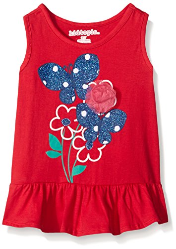 Kidtopia Girls' Sleeveless Peplum Top with Flowers and Butterfly