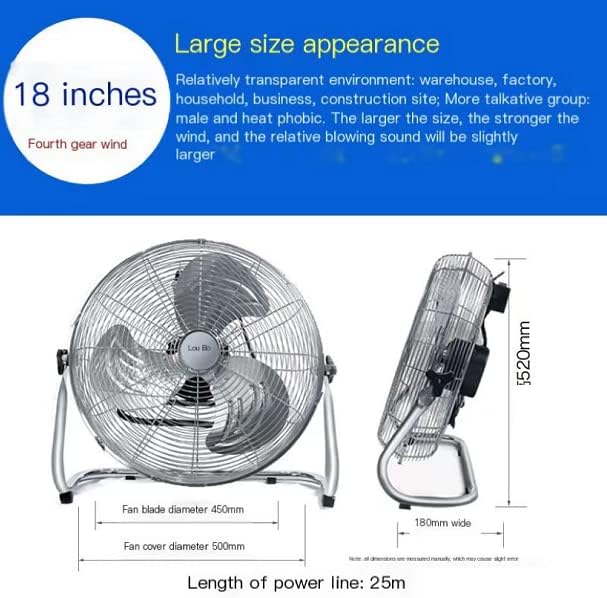 Industrial fan Paddy Power 20-inch factory floor wind home desktop sitting climbing floor fan (12" 3-speed)
