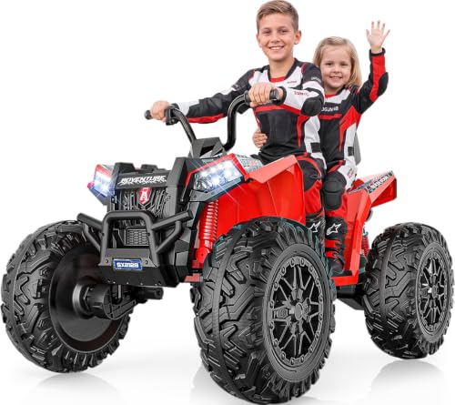 Image of ANPABO 24V XXXL Kids ATV 4 Wheeler Ages 5-14, 4WD & 800W, 200 Lbs, Red
