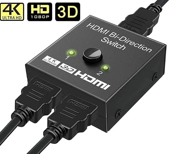 Lunatic 9444 2 Port Çift Yönlü Hdmi Switch Splitter Ekran Monitör Altın Kaplama Çoklayıcı Çoğaltıcı (Aynı anda iki ekrana görüntü vermez. Üzerindeki düğmeyle ekranlar arası geçiş yapılır)