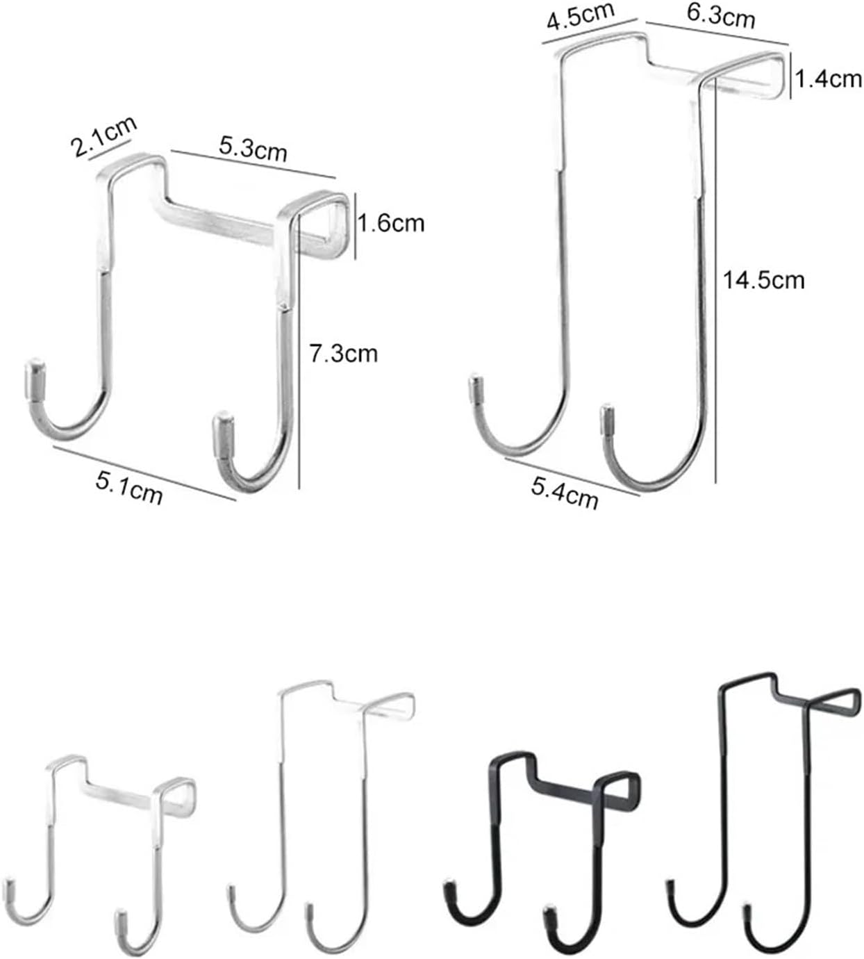 Desk Edge Hook 20Pcs Stainless Steel Hanging Hook Kitchen Bathroom Cabinet Door Towel Rack Universal S-Shaped for Kitchen,Closets(White L)