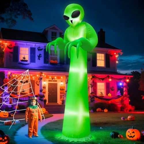 12 FT Scary Halloween Inflatable Alien Built-in LEDs Outdoor Decoration