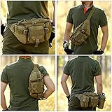 Huntvp Taktische Gürteltasche Sport Hüfttasche Molle Bauchtasche Wasserabweisend mit Reißverschluss für Outdoor Laufen Reise Wandern Radfahren Camping, Braun-L