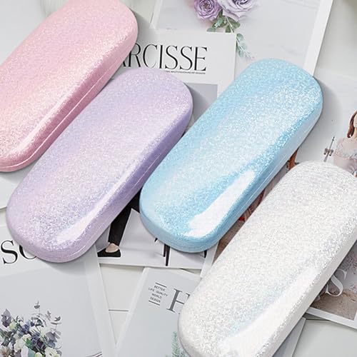 Image of ABAJI Eyeglasses Case Kids Students Reading Glasses Organizer Hard Shell Lint Lining Snap Close Men Women Boys Girls