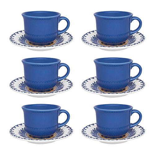 Conjunto De 6 Xícaras Grandes 200 Ml Com Pires Floreal La Carreta - Oxford