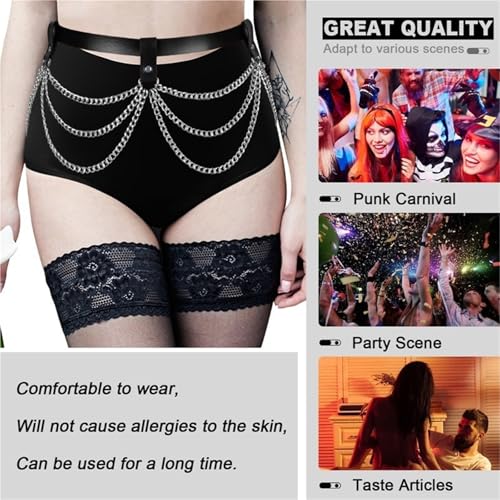 Young Chii Punk Women Leather Belts Body Chain Thigh Harness BDSM Bondage Lingerie Goth Garter Belt Accessories3