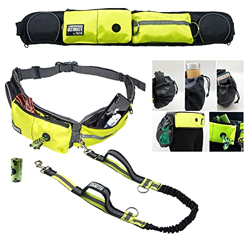 Taksin The Ultimate Hands Free Dog Leash For Walking Running Hiking Training, Reflective Bungee Leash, Treat Holder, Poop Bag Dispenser For Small Medium Large Dogs (Yellow Deluxe Pack) #TOP7