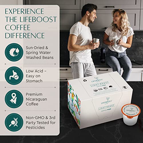 Lifeboost Coffee Usda Organic Coffee Pods Light Roast - Low Acid Single Origin Non-Gmo Kcup Coffee Without Mycotoxins Or Pesticides - Compatible With Keurig & Keurig 2 Machines - 10 Count #TOP4