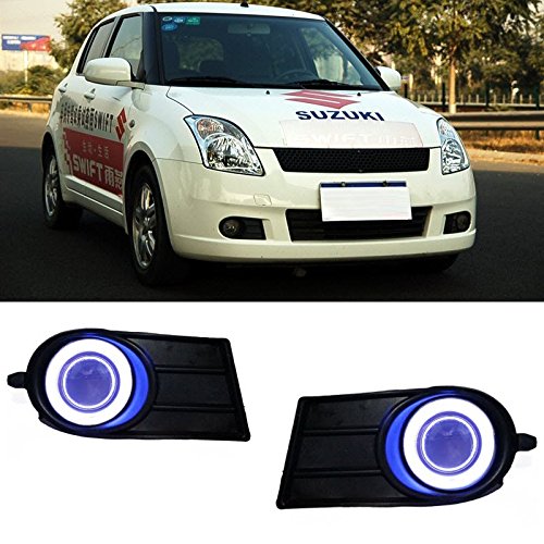 Auptech Angel Eyes Led Drl Fog Lights Lamp Kit With H11 55W Halogen Bulbs For 2006-2009 Suzuki Swift #TOP4