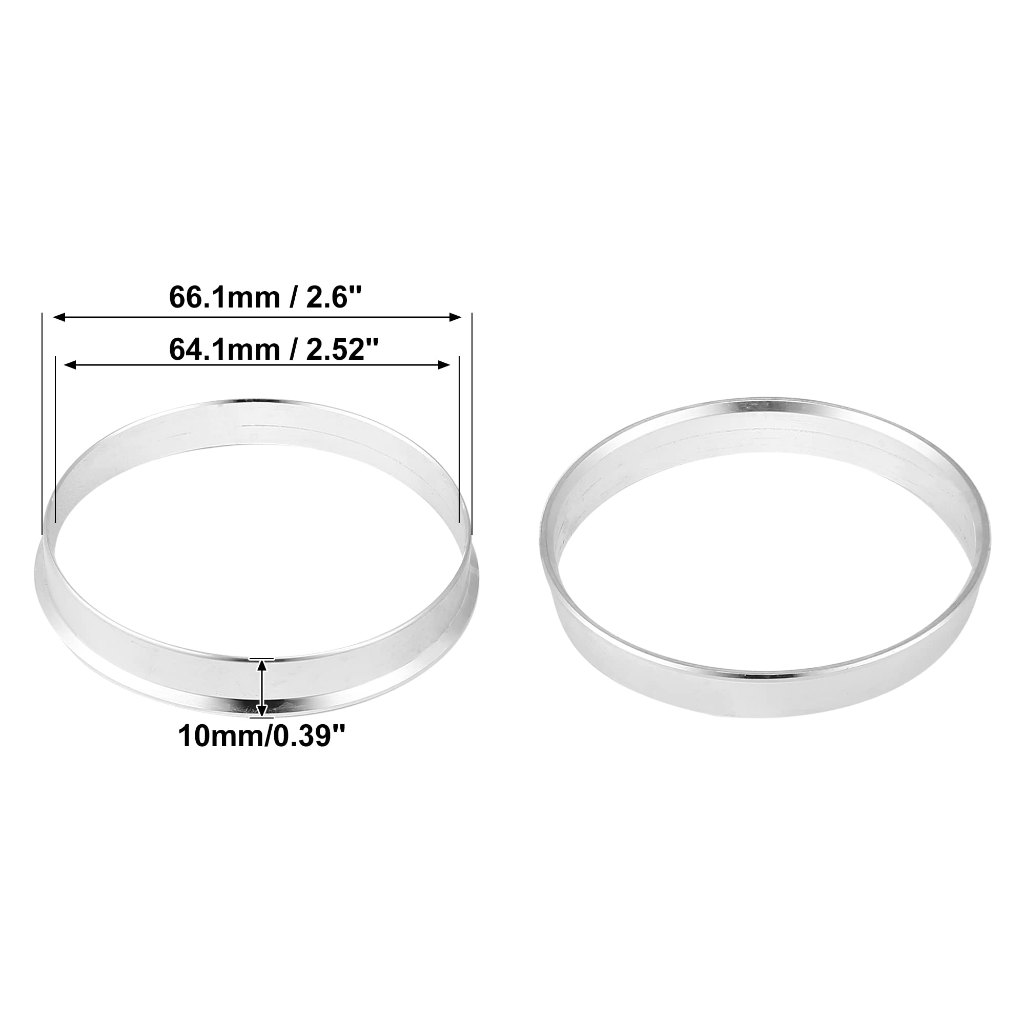 X AUTOHAUX Anillos Centrados En El Cubo 4 Piezas Aleacion Aluminio | Reduce Vibraciones, Ajuste Preciso, Diámetro Interior 64.1Mm, Grosor 10Mm