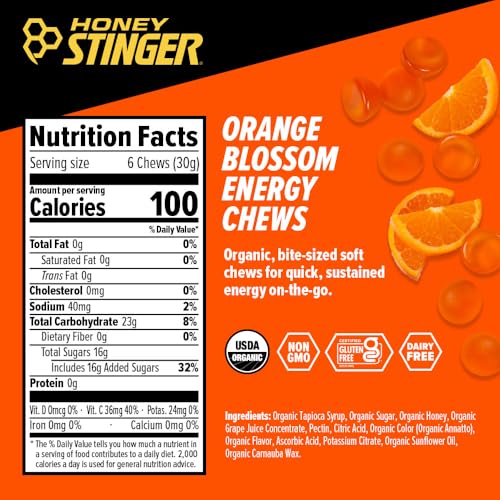 image for Honey Stinger Organic Orange Blossom Energy Chew, Gluten Free & Caffei