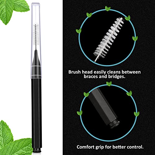 Image of Patelai 50 Pcs Interdental Brushes Braces,Black | Dental Toothpick Cleaners for Care Oral, Floss Head Picks for Teeth Gaps and Ortho, Hygiene Brush Heads, Portable Tool Kit