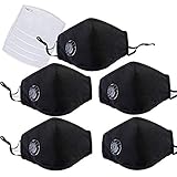 5 Pack Fashion Protective Face mask, Unisex Black Dust Cotton, Reusable Cotton Fabric Masks
