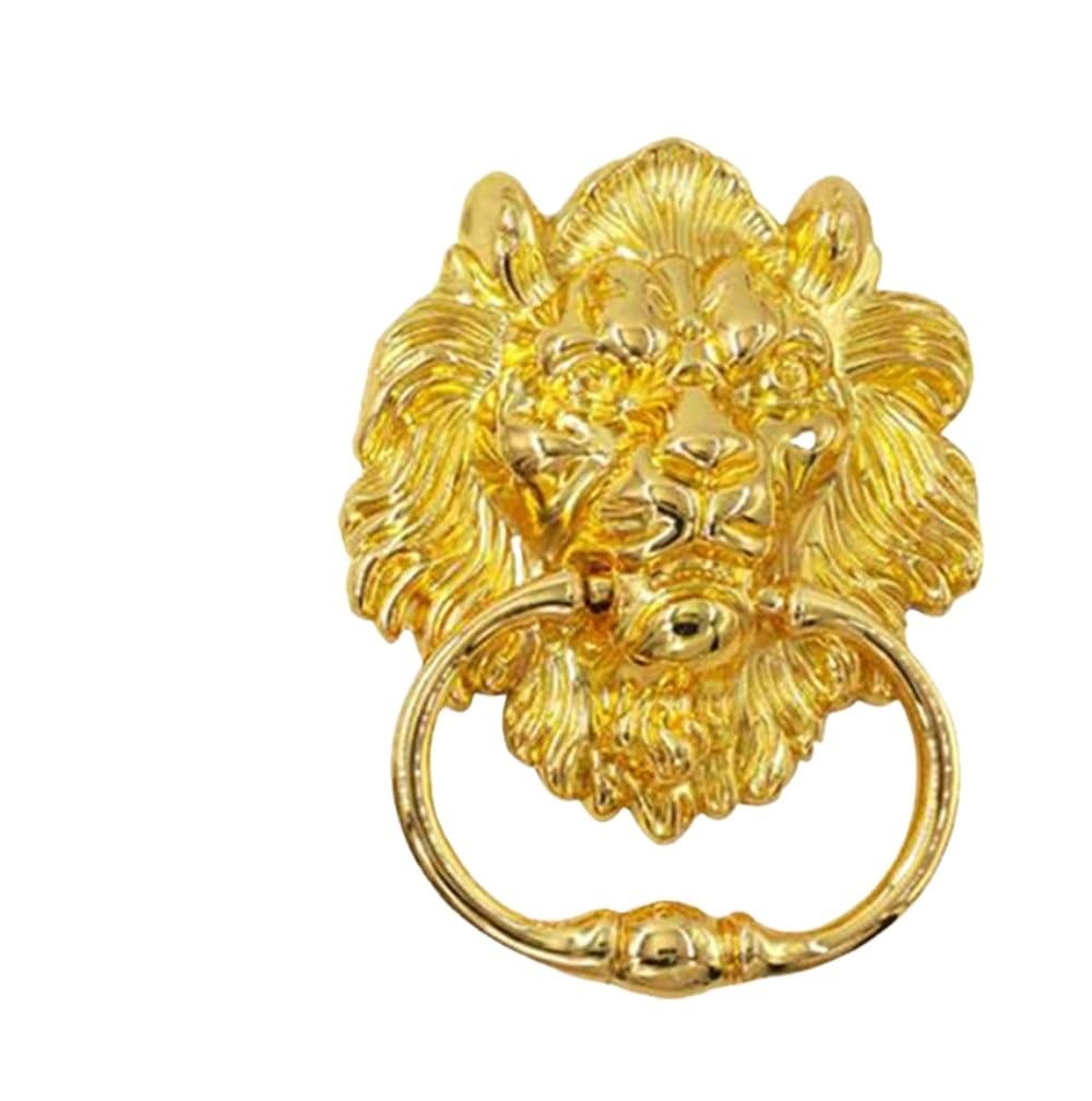 Knocker Antique kołatka na drzwi z głową lwa wielokolorowa, stop cynku, do drzwi i krzeseł (złoty)