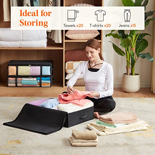 Lifewit Under Bed Storage Containers 3 Pack, Foldable Clothing Storage Bags With Front Clear Window, Closet Organizers And Storage For Towels, Clothes, Blankets, Black #TOP3