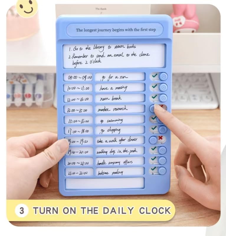 MEETZONE Portable Self-Discipline Chores Chart With 15 Pcs Blank Paper Sliding Morning Routine | Daily Checklist Board Planning Reminder for Home School Office (1ps/Blue) 1