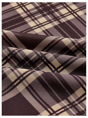 Verdusa Women's Plus Size Plaid Skirt High Rise A Line Mesh Long Skirt4