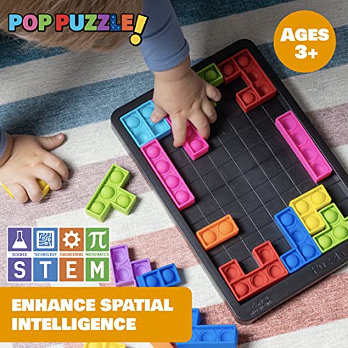 Power Your Fun Pop Puzzle Popper Fidget Game - 27Pc Jigsaw Puzzle Game Pop Push It Bubble Sensory Fidget Toys For Learning, Stress Relief Silicone Pop Puzzle Game Board For Kids And Adults (Black) #TOP1