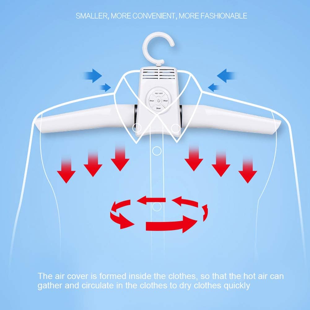 Electric Clothes Drying Hanger, Portable Foldable Dryer Rack, Lightweight US Plug 110-240V for Home Traveling, White