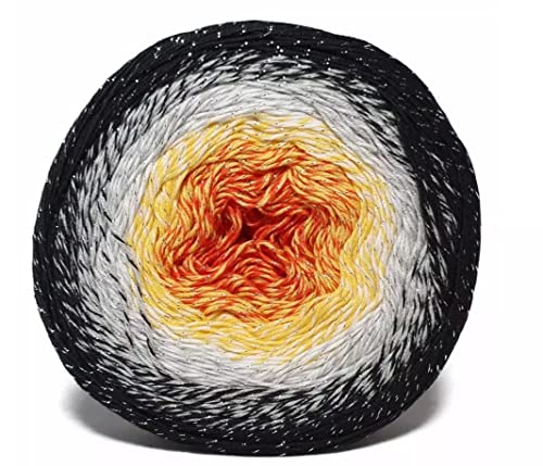 Image of Yarn Art YarnArt Flowers Moonlight Glitter Cotton Yarn, Weight 9, 17oz Length 1093 Yards Rainbow Crochet, Metallic Lurex Handknit Shiny, Silvery Cake, Multicolor Cotton, Rainbow Crochet (3259)