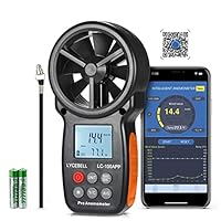 Windmesser Windmessgerät LC-100-APP, Digitales Anemometer mit Bluetooth APP & Aufzeichnung, zur Überwachung von Windchill/Windgeschwindigkeit/Temperatur, mit Hintergrundbeleuchtung und Stativgewinde