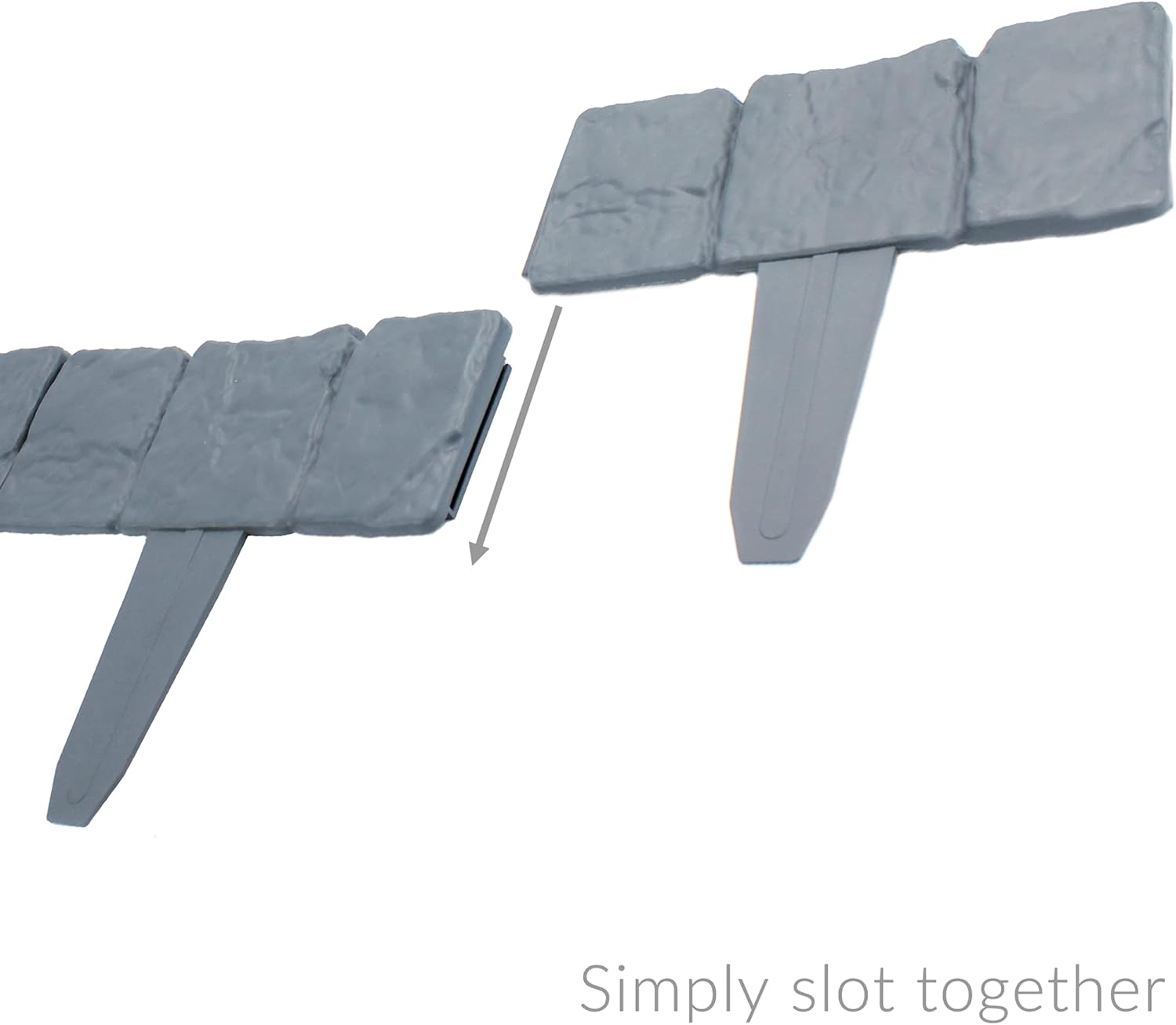 5M Grey Stone Effect Lawn Edging | Plant Bordering | Cobblestone Garden Border | Flower Bed & Grass | 20 Pieces | Pukkr