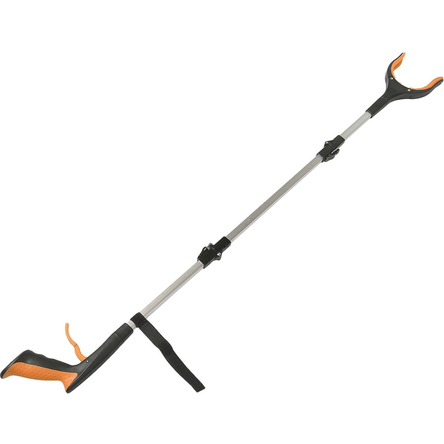 ULTECHNOVO Foldable Trash Picker Grabber Tool, 3-fold Long-Handle Litter Grabber with Quick Clamp, Orange Garbage Picker for Outdoor Cleaning and Elderly Use