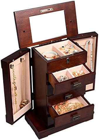 MEE TONG SHOP Armoire Jewelry Cabinet Box Storage Chest Stand Organizer Durable Wood New