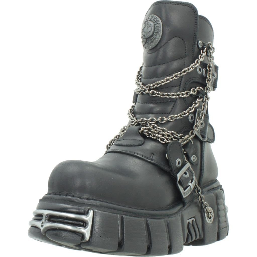 New Rock Metallic nero Pelle Stivali M.1011-S1