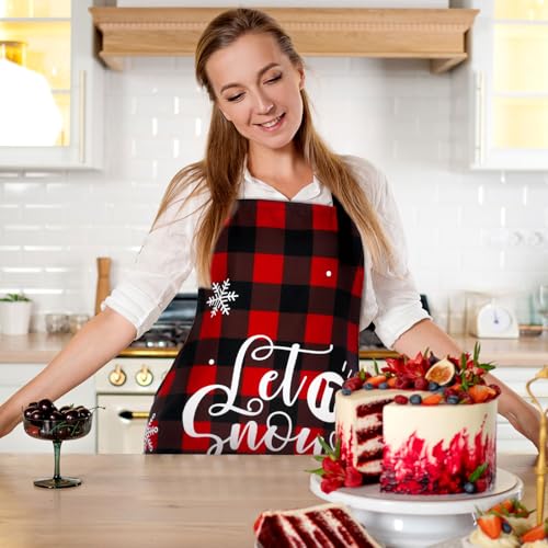 Geyoga 12 aventais de Natal à prova d'água estampados de Natal aventais de cozinha ajustáveis para