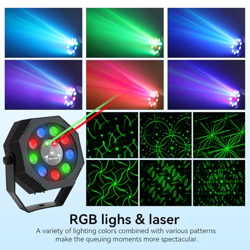 Image of Party Light, Sound Activated DJ Lights with Remote Control, 9 LED Colorful Strobe Disco Light for Indoor Club Parties KTV Halloween Christmas Birthday Decorations Outdoor Glow