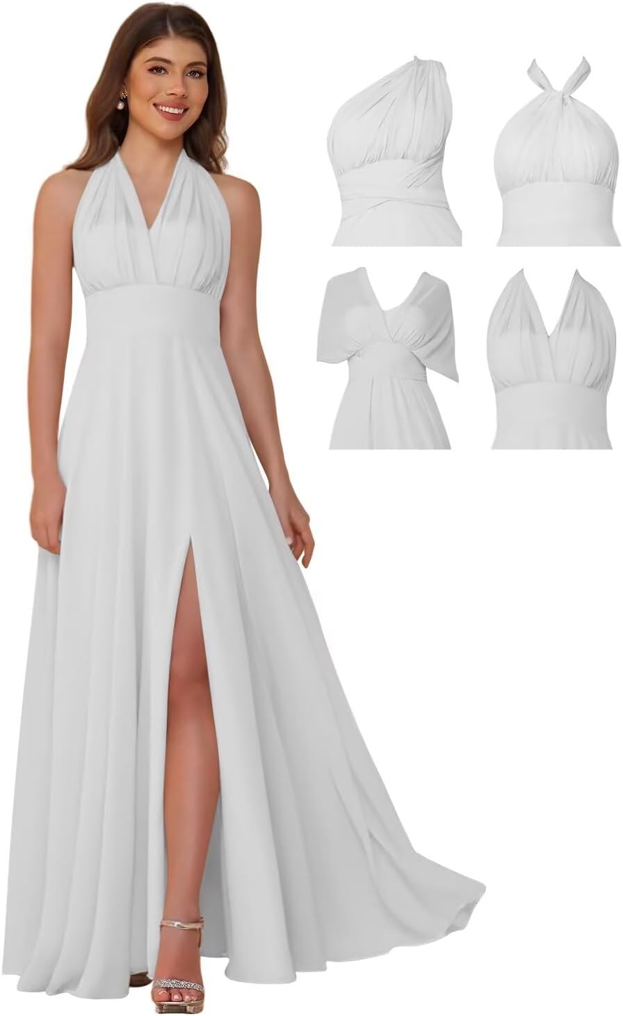 YMSHA Infinity Bridesmaid Dresses for Women Long Chiffon Convertible Formal Evening Dress CLN005