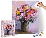 Schipper 609130749 - Malen nach Zahlen - Rosenstrauß in Pastellfarben - Bilder malen für Erwachsene, inklusive Pinsel und Acrylfarben, 40 x 50 cm, Mehrfarbig