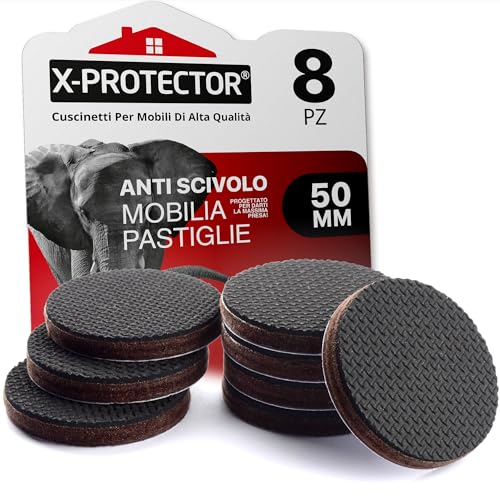 Piedini antiscivolo gomma X-PROTECTOR – Piedini di gomma adesivi 8 pz 50 mm – Premi gommini per sedia – Feltrini antiscivolo per mobili di alta qualità!