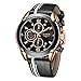 LIGE Watches for Men Sports Chronograph Waterproof Analog Quartz Watch with Black Leather Band Classic Casual Big Face Mens Wrist Watch Gold Black