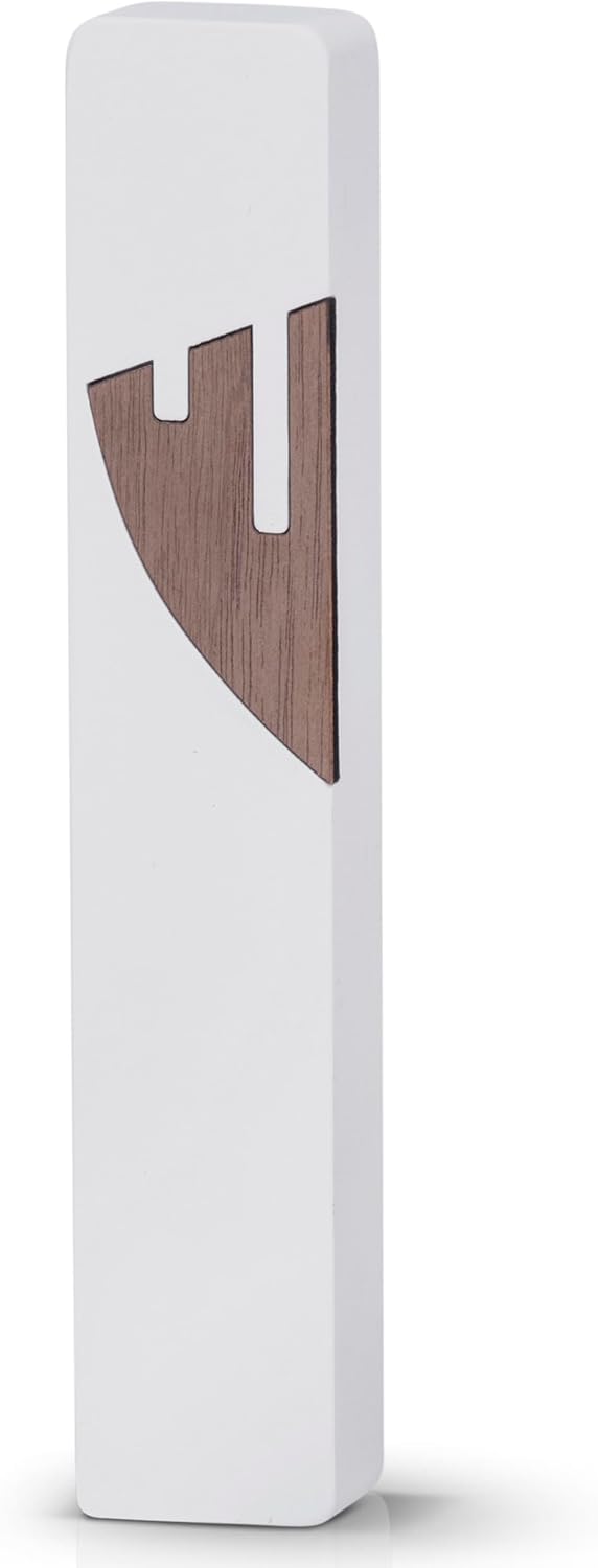 Modern Concrete Mezuzah Case with Walnut Shin, Contemporary Jewish Home Decor, Minimalist Design for Doorway (Slate Blue)