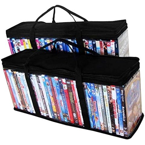 ALLmuis DVD Storage Organizer - Classic Set Of 2 Storage Bags With Room For 40 DVDs Each For A Total Of 80 Cover