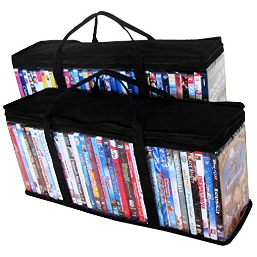 ALLmuis DVD Storage Organizer - Classic Set Of 2 Storage Bags With Room For 40 DVDs Each For A Total Of 80