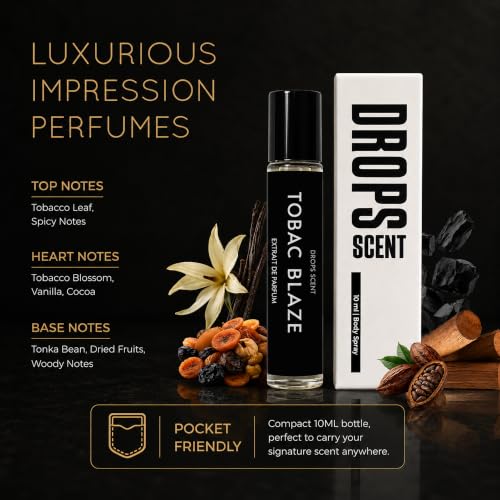 Image of Tobac Blaze Extrait De Parfum for Men Long Lasting Luxury Perfume Vanilla & Woody Notes Pocket Travel Perfume 10 ml