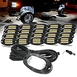 Winunite 20 cápsulas de luces blancas con cables de extensión de 16.4 pies cada luz, 6000 K, luces LED blancas puras, IP67, luz de bajo brillo para remolques, camiones, sedanes, SUV, ATV, UTV y barcos
