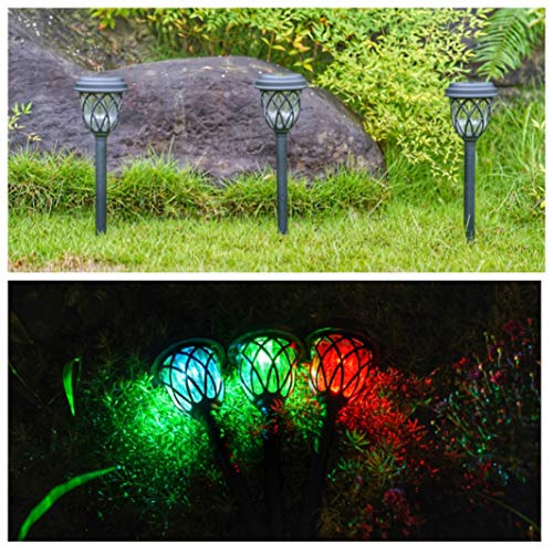 Image of EXCMARK 10 Pack Color Changing Solar Lights Outdoor Decorative for Garden Pathway Walkway, Solar Outdoor Decorations for Patio Garden Christmas.